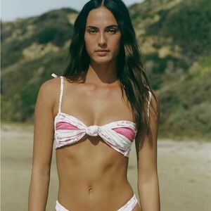 Elysiian Montauk Pink and White Bikini Top